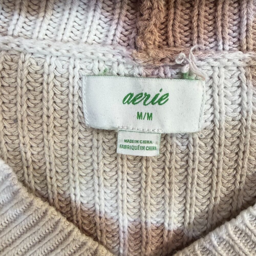 Aerie M Grunge Tie Dye V Neck Oversized Knit Sweater Colorful Cozy Winter Artsy - Picture 5 of 9